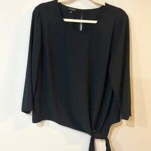 Womens Talbots Black Side Tie Career Blouse Size Large